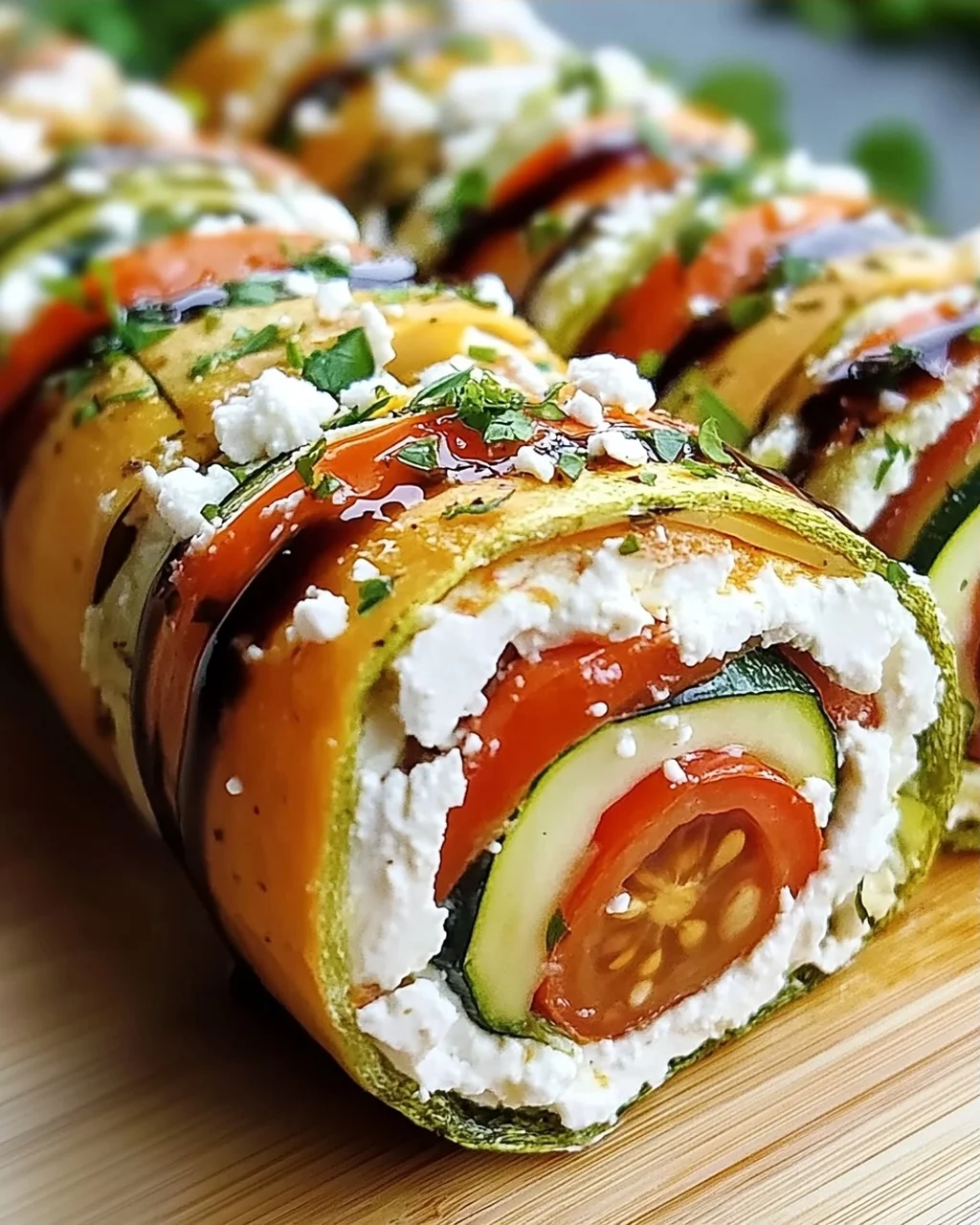 Vegetarische Gemüserolle mit Frischkäse und Feta genießen