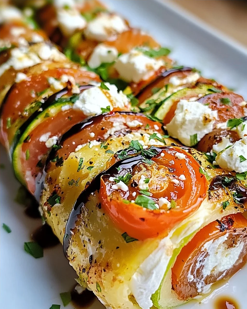 Vegetarische Gemüserolle mit Frischkäse und Feta genießen