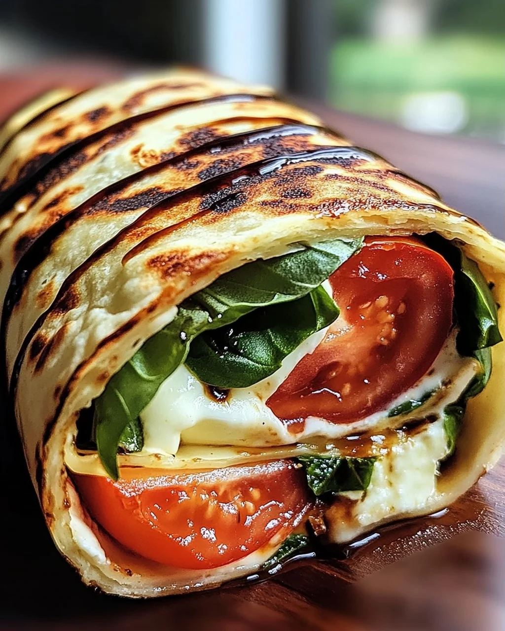 Vegetarischer Wrap mit Tomate und Mozzarella