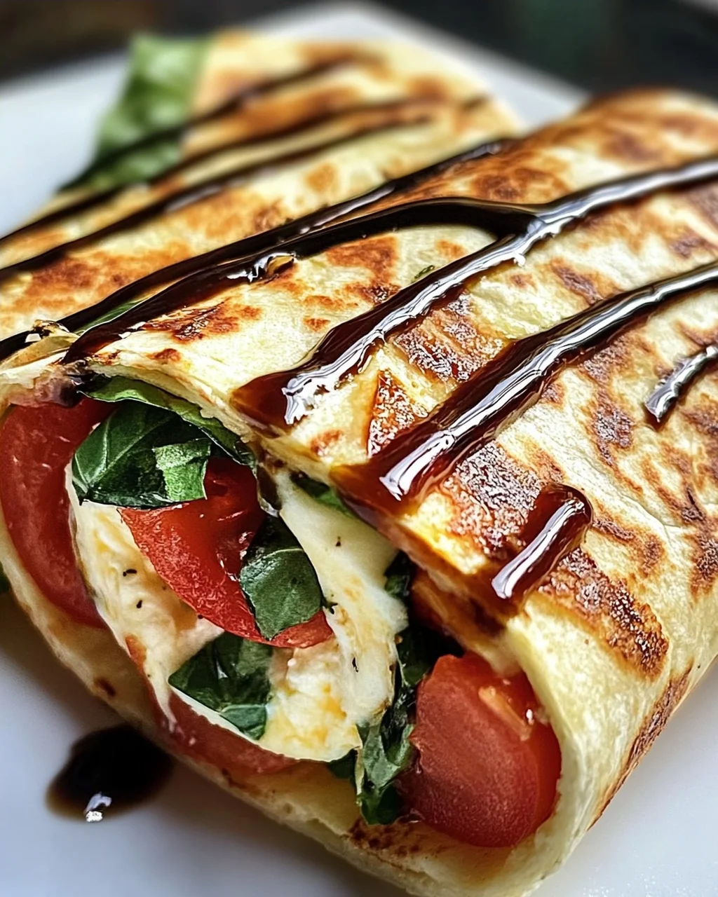 Vegetarischer Wrap mit Tomate und Mozzarella