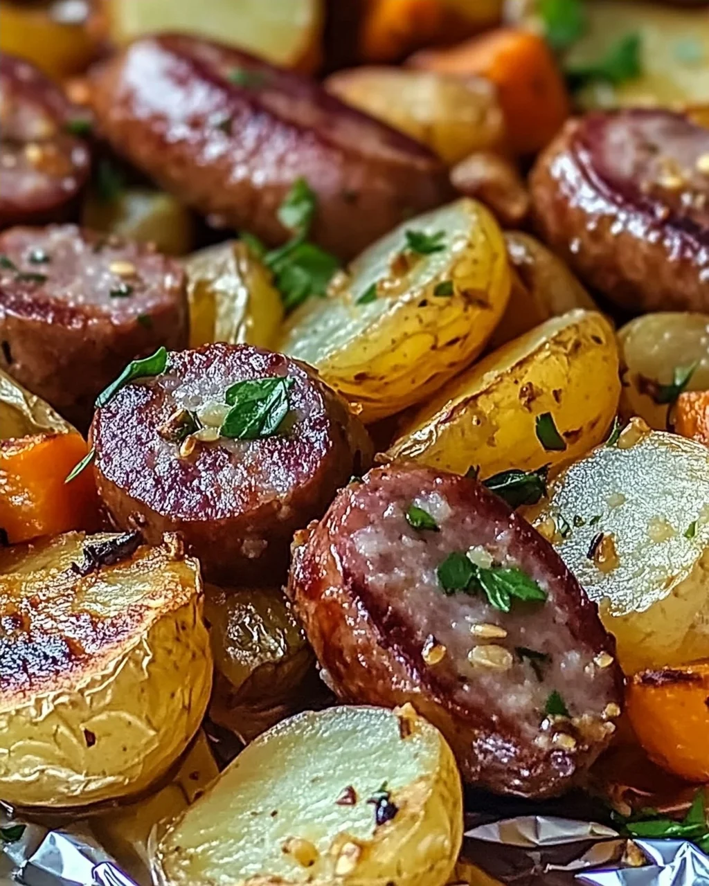 Wurst & Kartoffel Folienpaket schnell und lecker