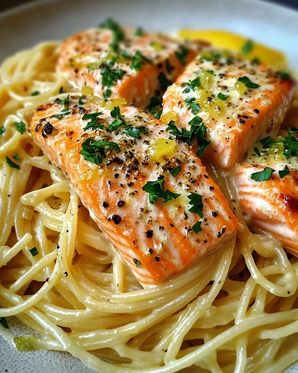Zitronen Lachs Pasta