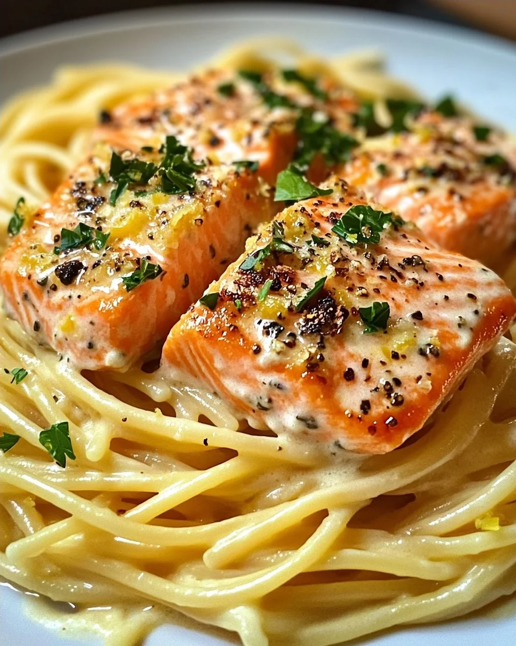 Zitronen Lachs Pasta