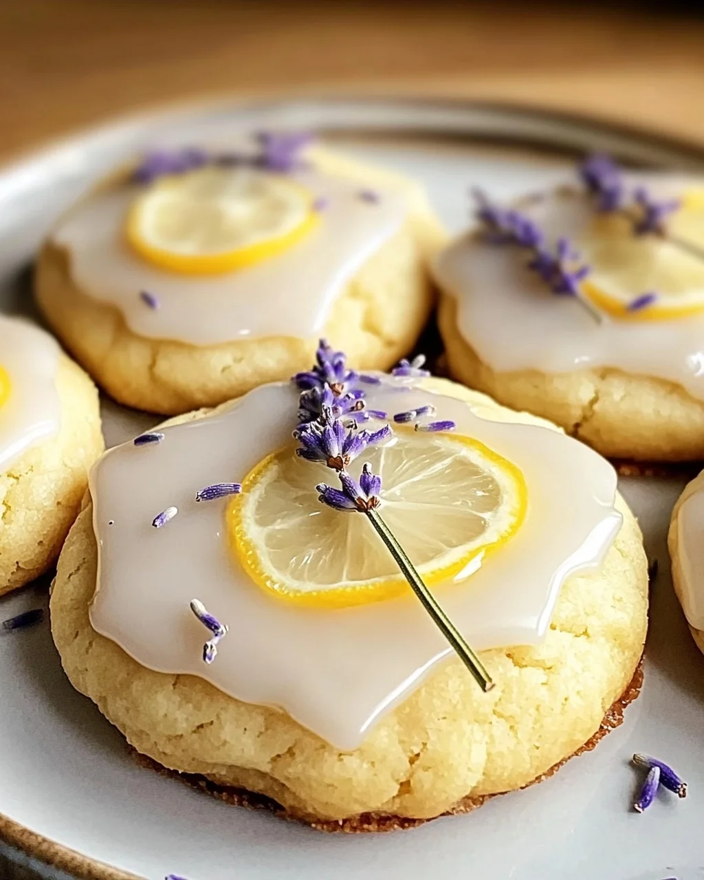 Zitronenlavendelplätzchen mit süßem Guss