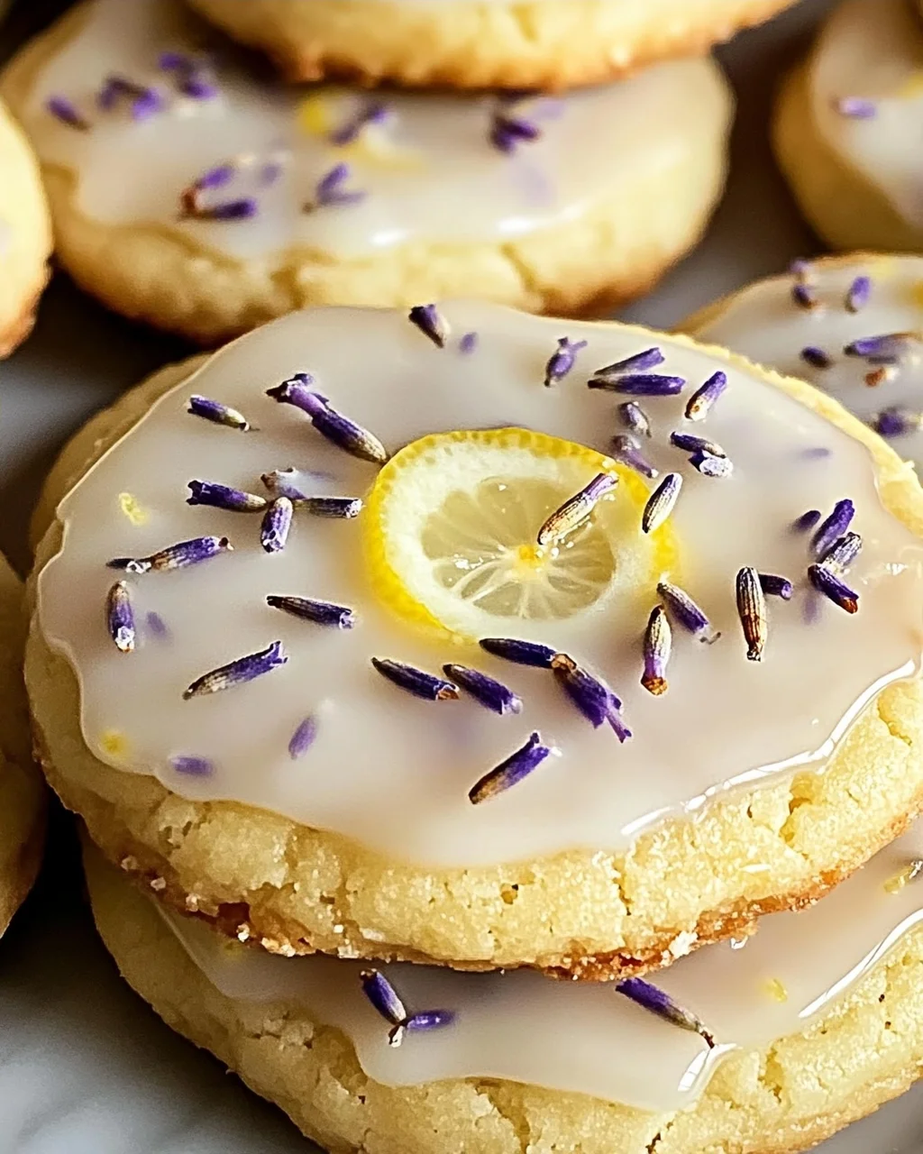 Zitronenlavendelplätzchen mit süßem Guss